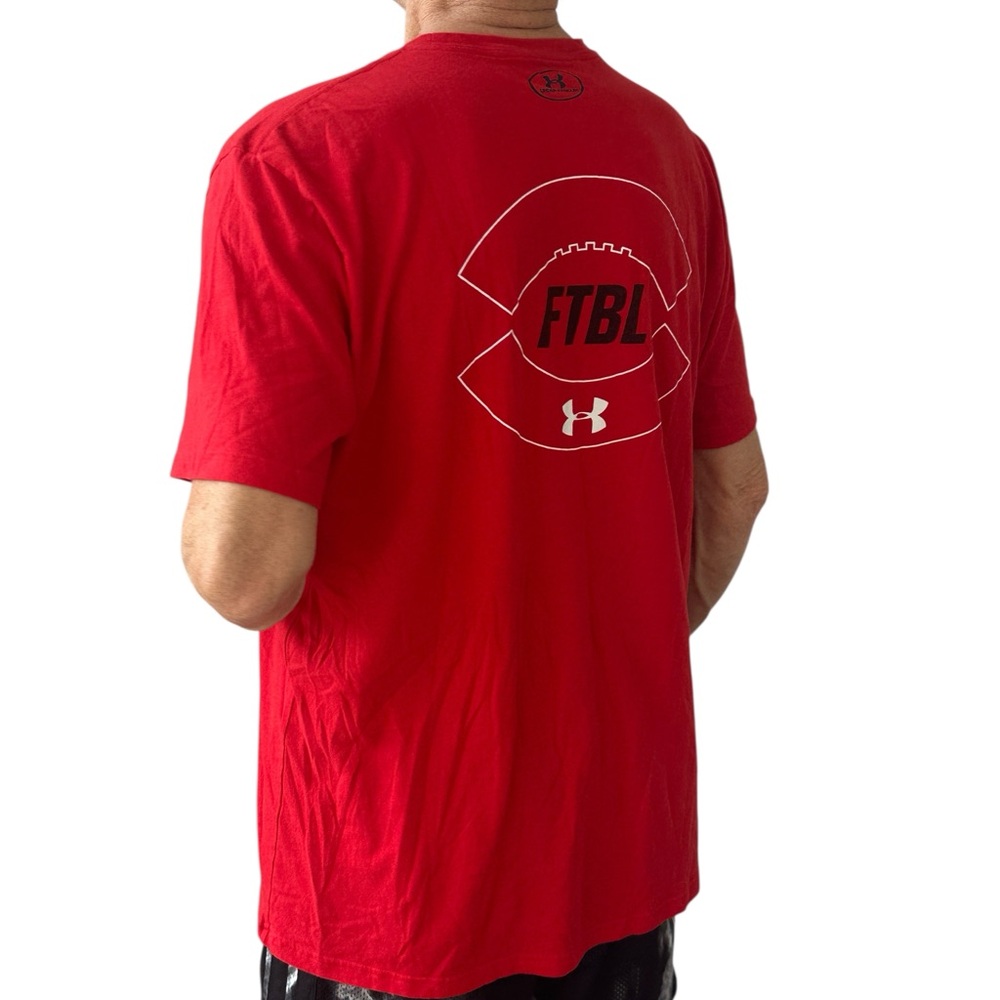 Under Armour Red Short Sleeve Tee HeatGear Red Football Graphic Tee Men’s XL - Picture 4 of 10